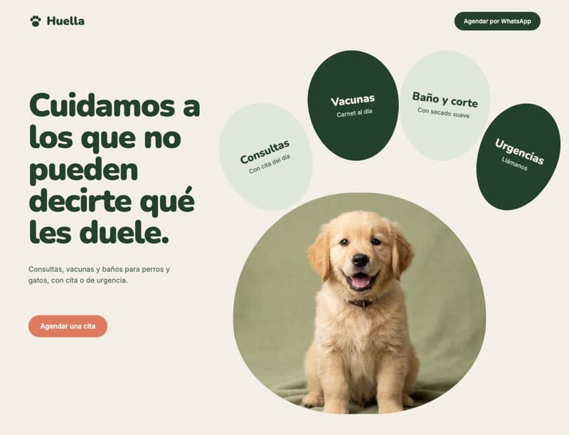 Landing de ejemplo: Veterinaria
