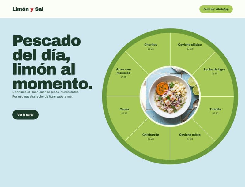 Landing de ejemplo: Cevichería